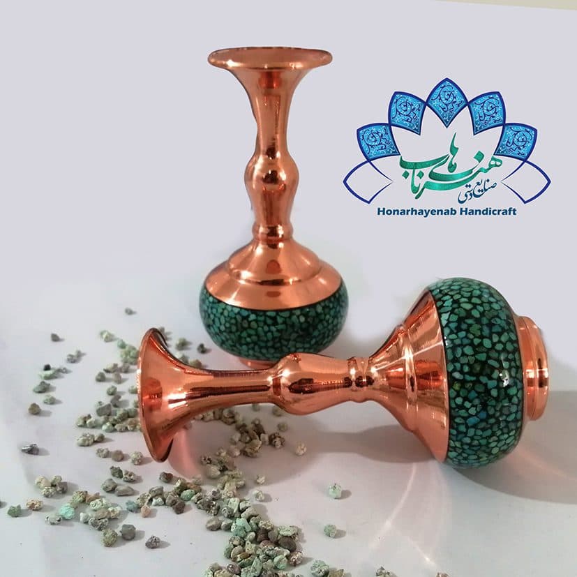 گلدان شلغمی فیروزه کوبی سایز 12 _ کد 22
