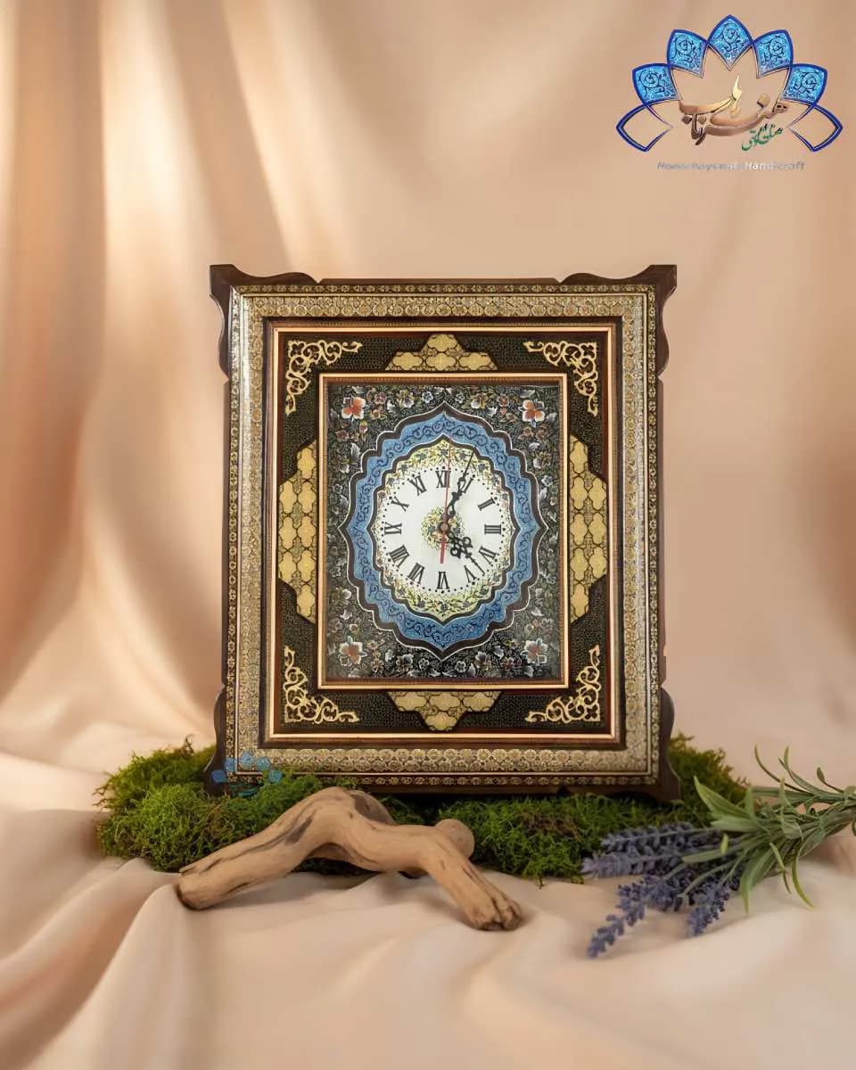 ساعت میناکاری با قاب خاتم – کد 349