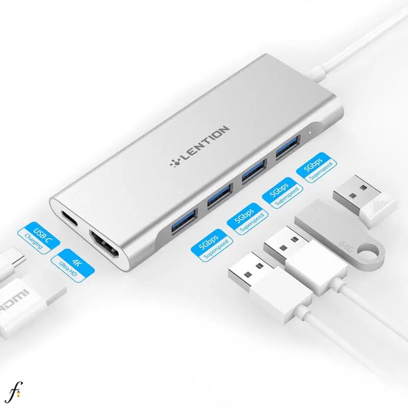 هاب 6 پورت USB-C لنشن مدل C35 با کیفیت 4K — تصویر ۲