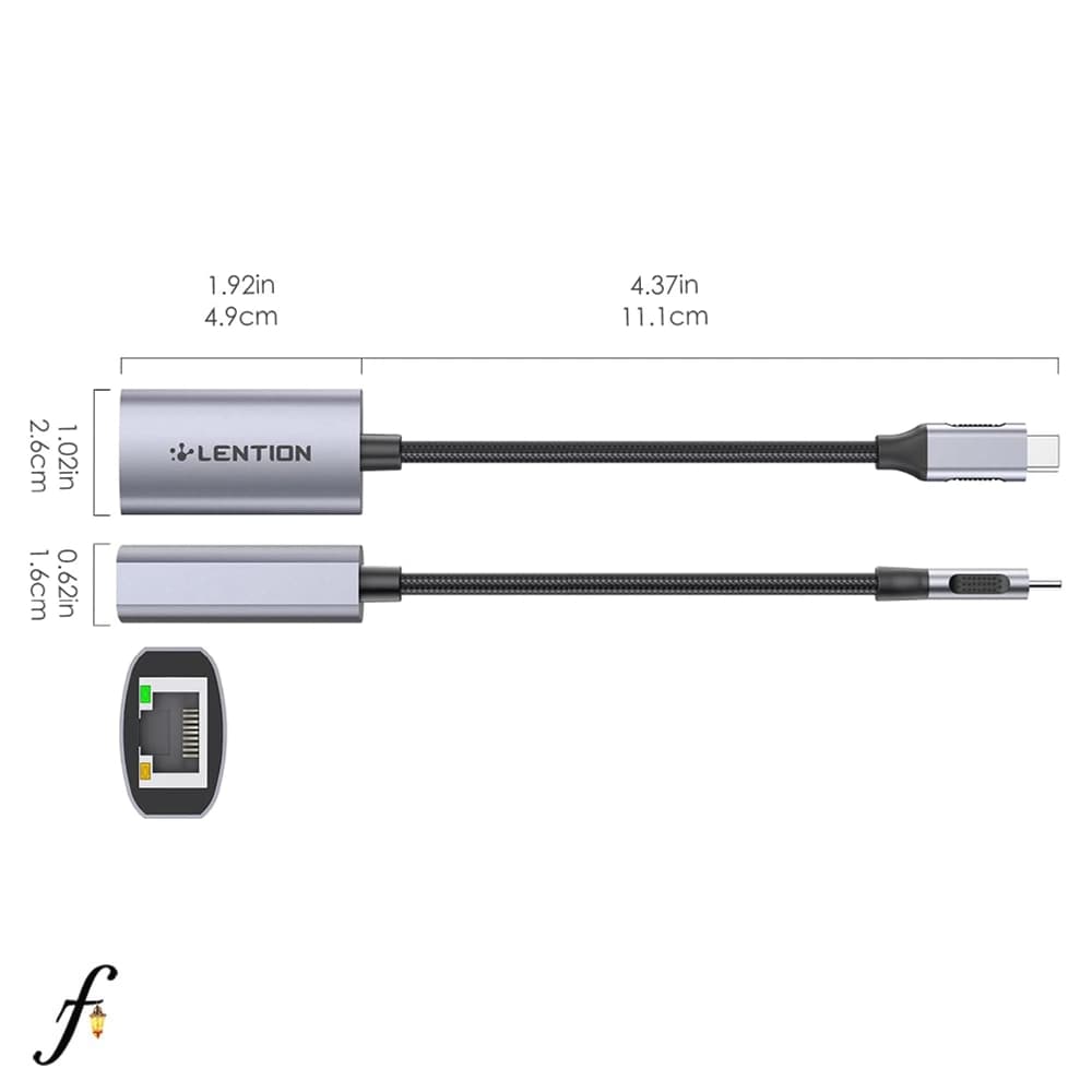 مبدل USB-C به اترنت لنشن مدل CU604 با سرعت گیگابیتی — تصویر ۳
