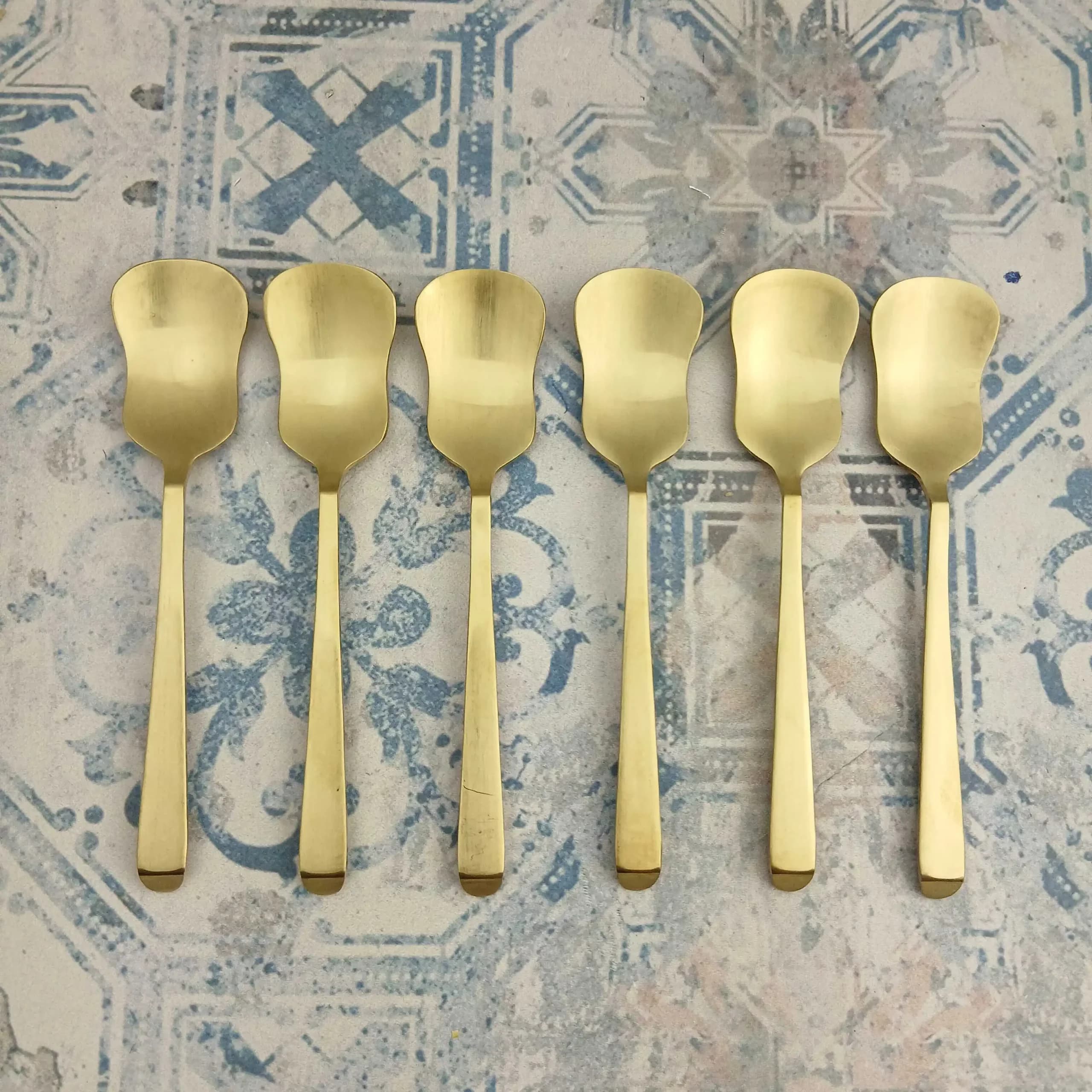 قاشق بستنی طلایی مات بسته 6 عددی