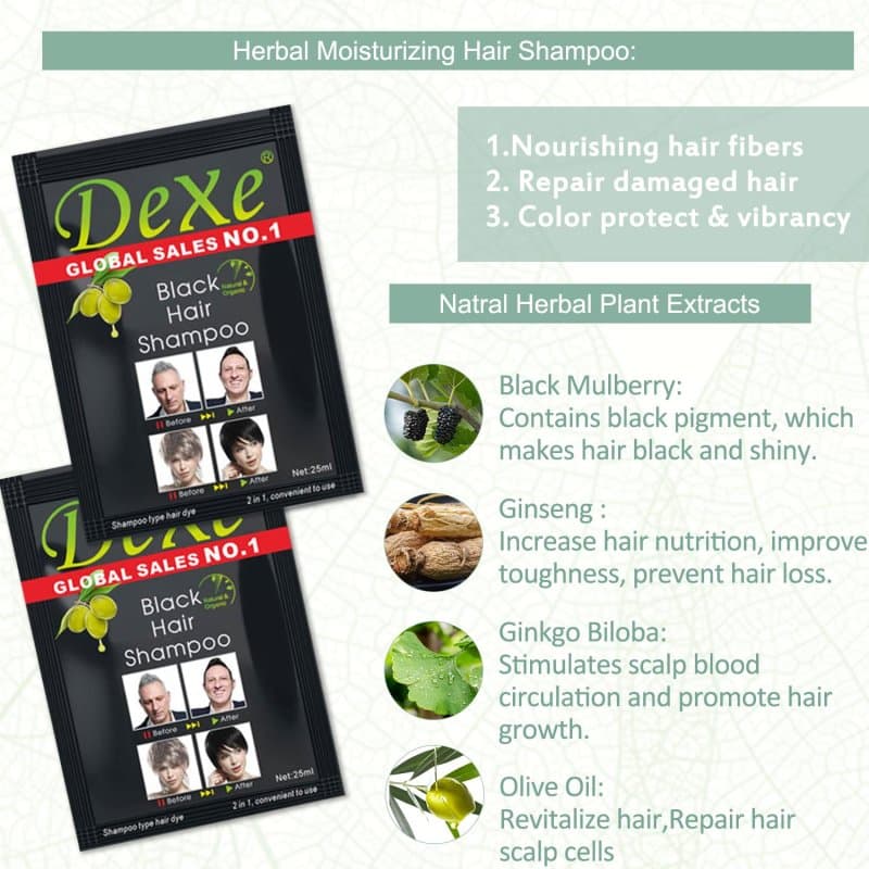شامپو رنگ مو مشکی گیاهی دکسی Dexe — تصویر ۷