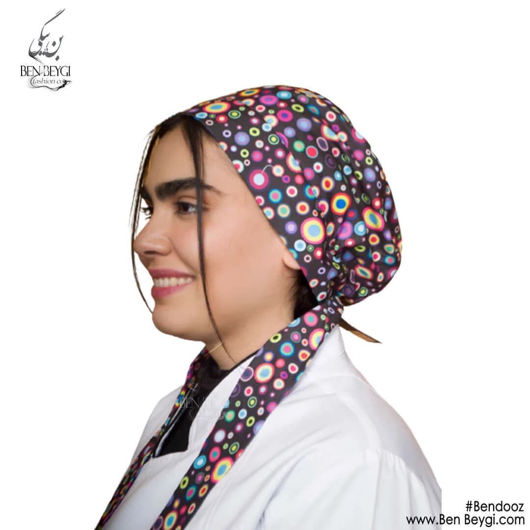 کلاه پزشکی رنگ مشکی و طرح رنگی با بند سر قابل تنظیم کد SHA-25151