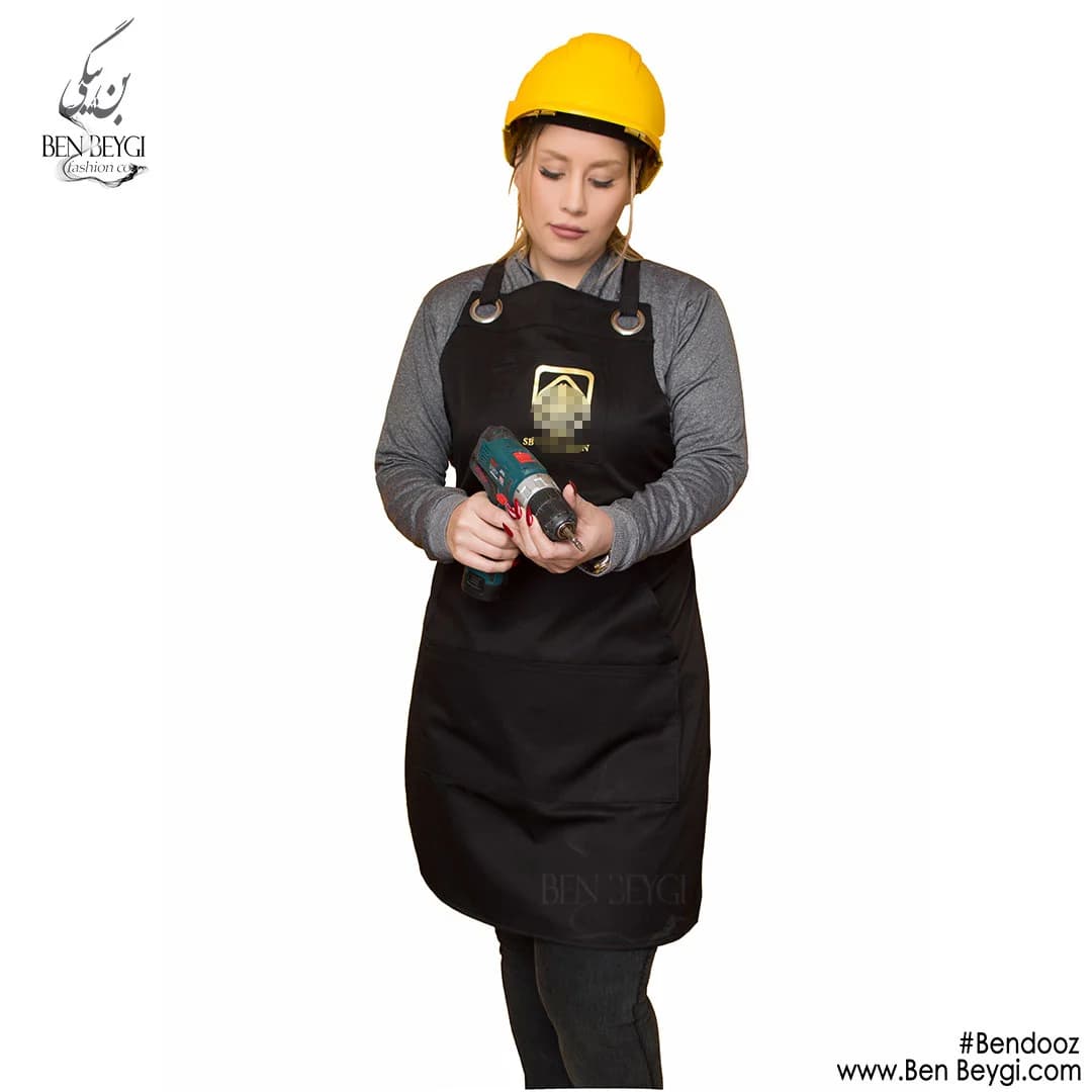 پیشبند کار پارچه کتان پشت ضربدری یراق دار کد 23190