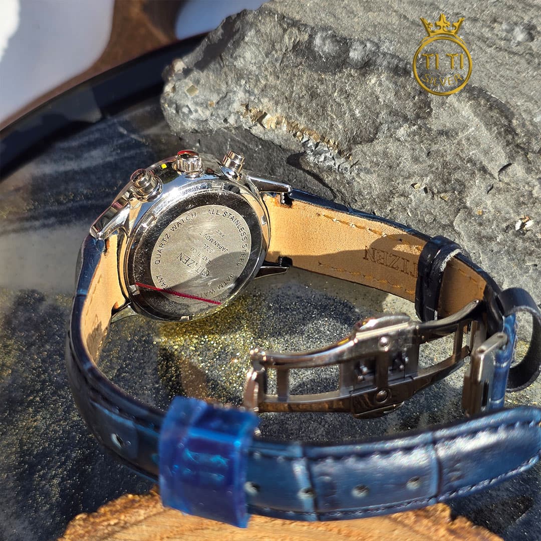 ساعت زنانه بند چرم آبی سیتیزن CITIZEN — تصویر ۵