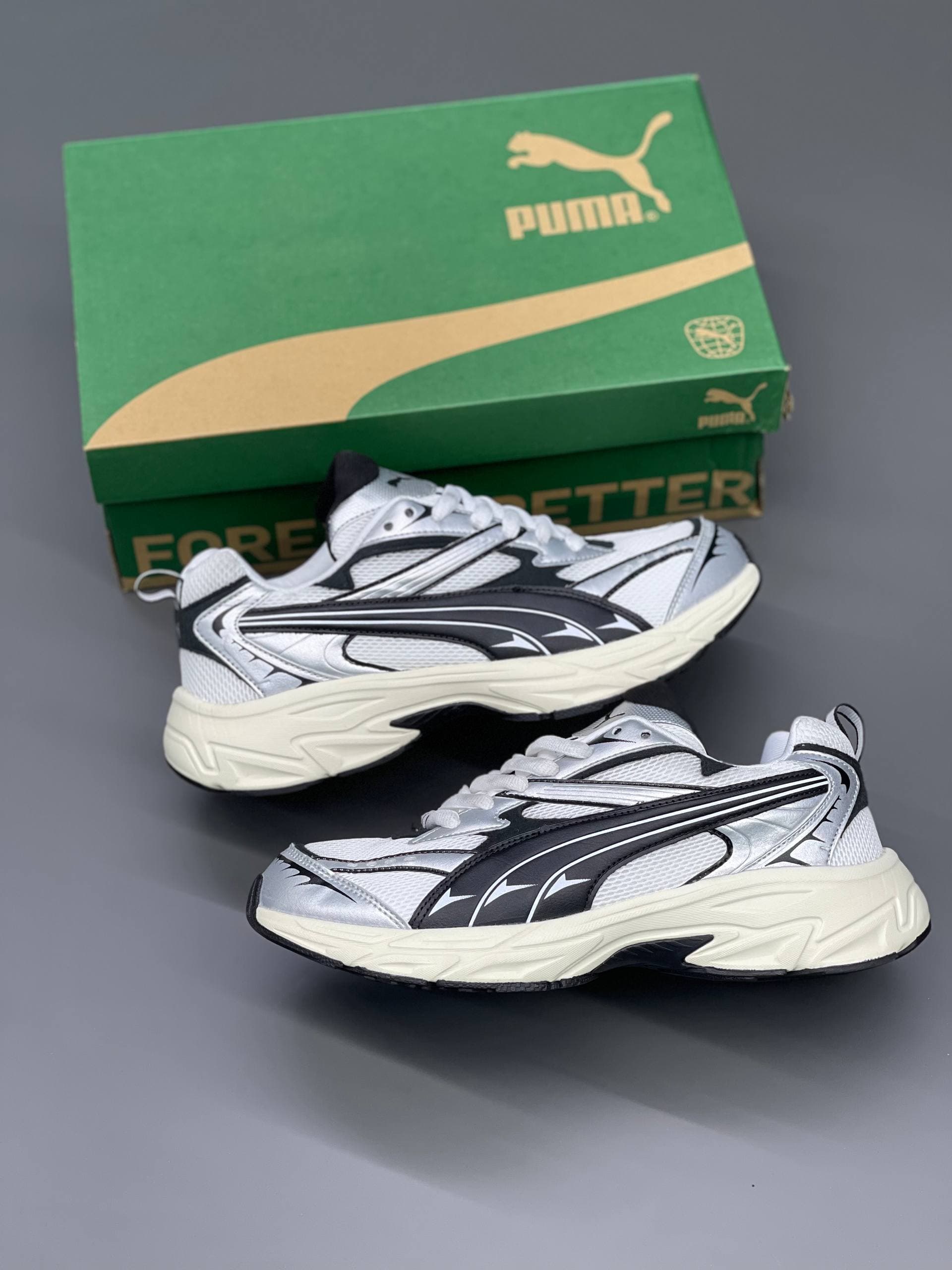 کفش پوما مورفیک رترو یونیسکس سفید مشکی Puma Morphic Retro Unisex White Black — تصویر ۳