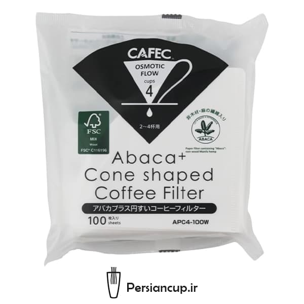 فیلتر قهوه +CAFEC Abaca وی 60 سایز 2 | بسته 100 عددی