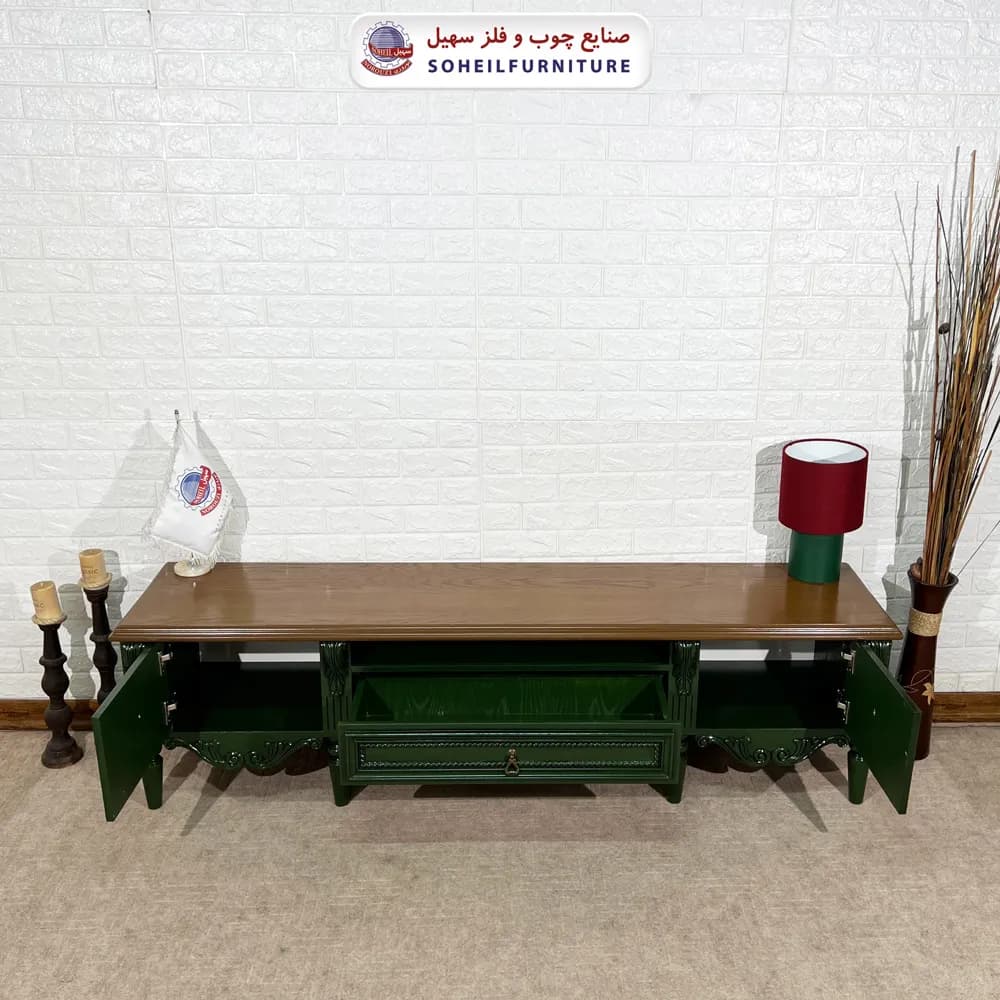 میز تلویزیون 135 سهیل (روکش طبیعی بلوط) (یشمی) — تصویر ۲