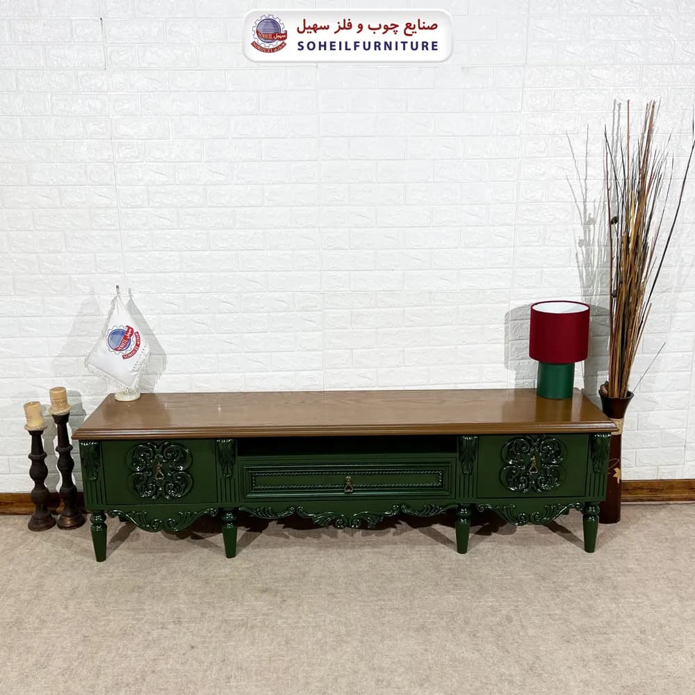 میز تلویزیون 135 سهیل (روکش طبیعی بلوط) (یشمی)