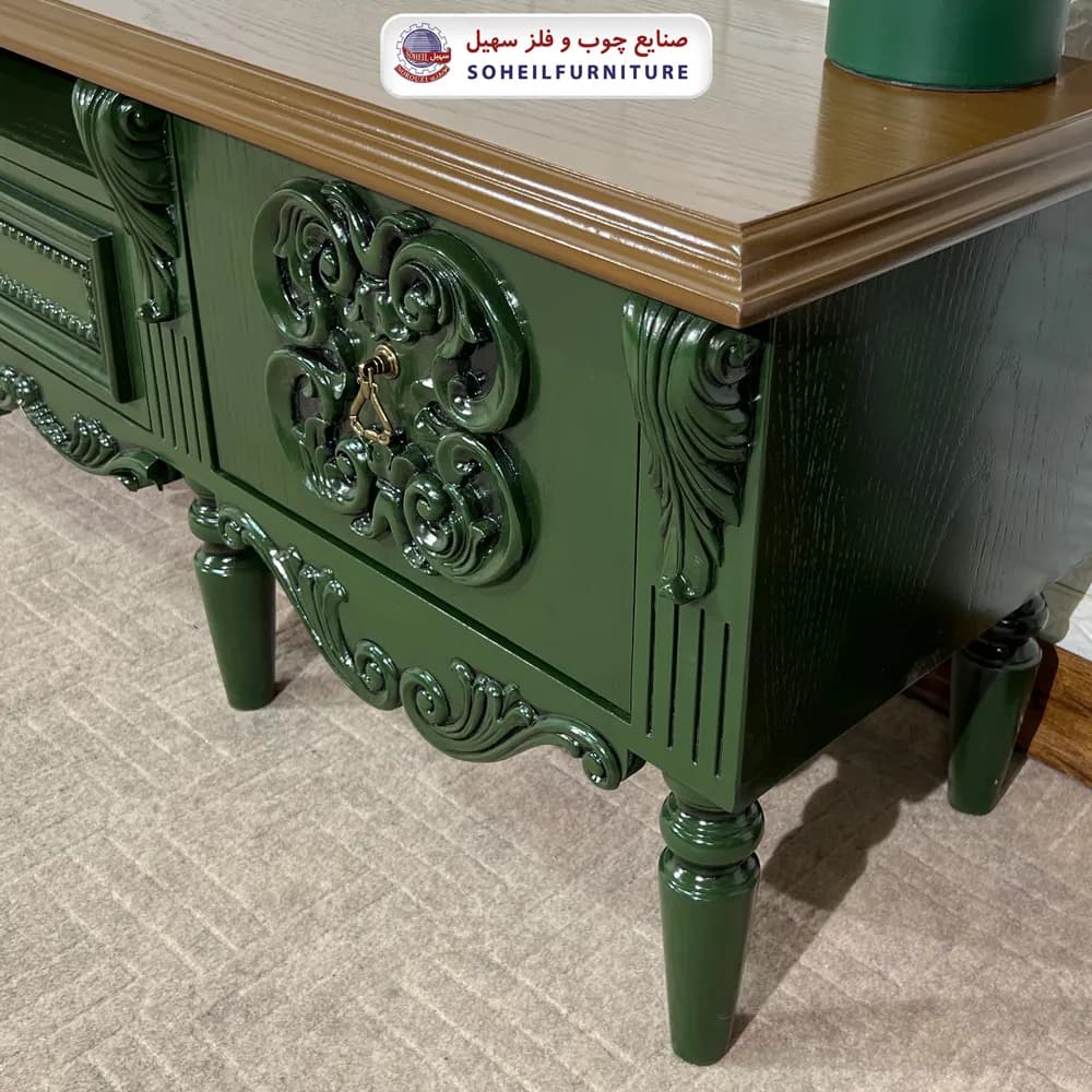 میز تلویزیون 135 سهیل (روکش طبیعی بلوط) (یشمی) — تصویر ۴