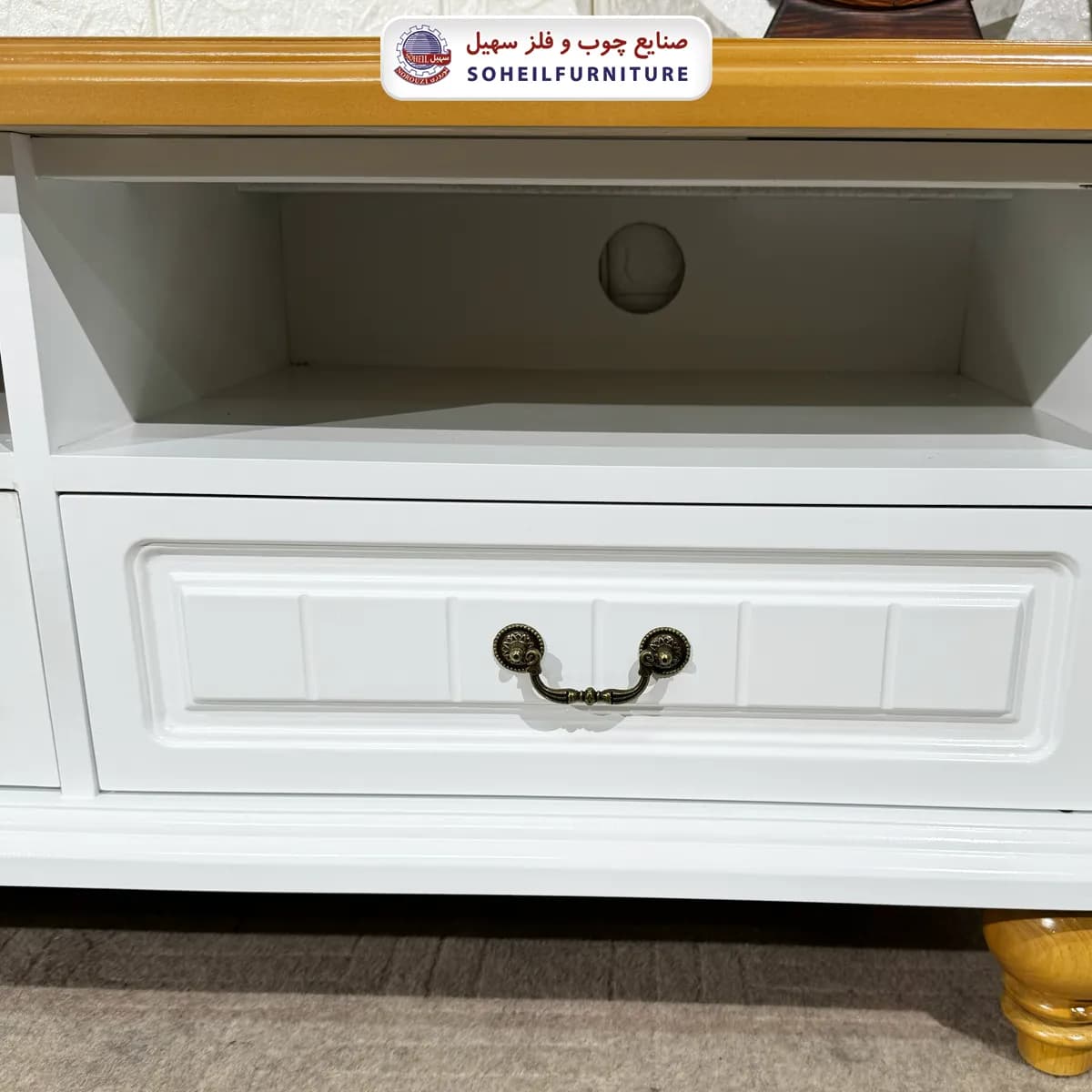 میز تلویزیون 140 3کشو سهیل روکش چوب طبیعی بلوط — تصویر ۸