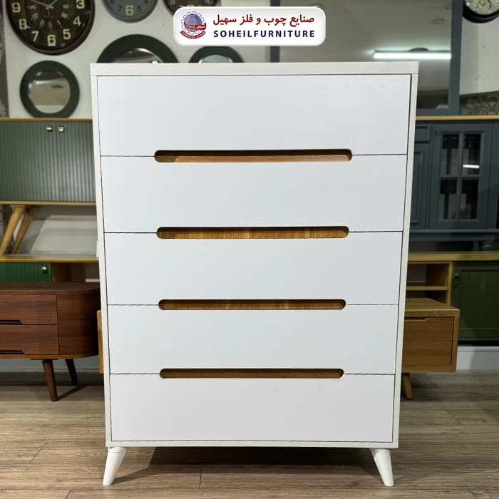 دراور پینترستی پنج کشو تمام MDF مدل وایت سهیل — تصویر ۴