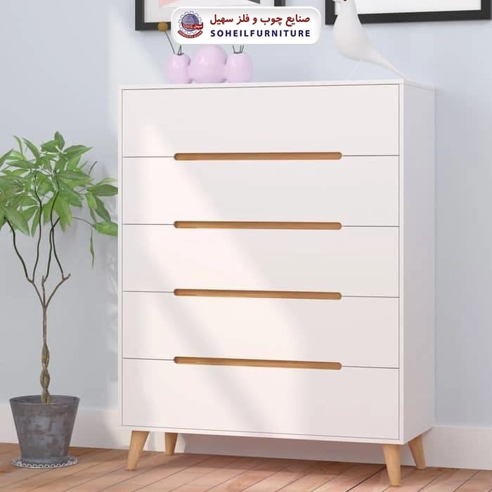 دراور پینترستی پنج کشو تمام MDF مدل وایت سهیل — تصویر ۲