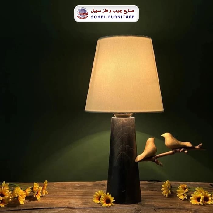 آباژور رومیزی چوبی مدل پرنده دار سهیل — تصویر ۲