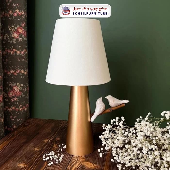 آباژور رومیزی چوبی مدل پرنده دار سهیل — تصویر ۴