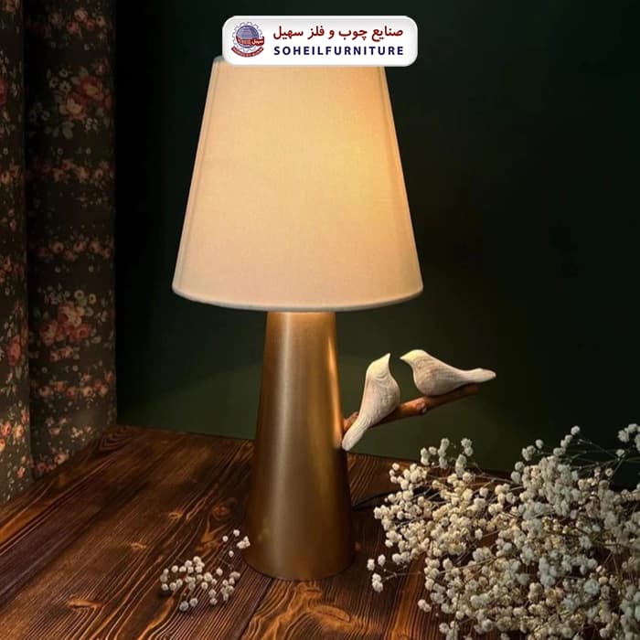 آباژور رومیزی چوبی مدل پرنده دار سهیل — تصویر ۵