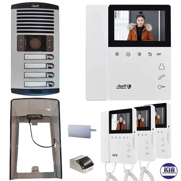 پکیج آیفون تصویری 4 واحدی الکتروپیک مدل 897pro با ماژول و بارانگیر