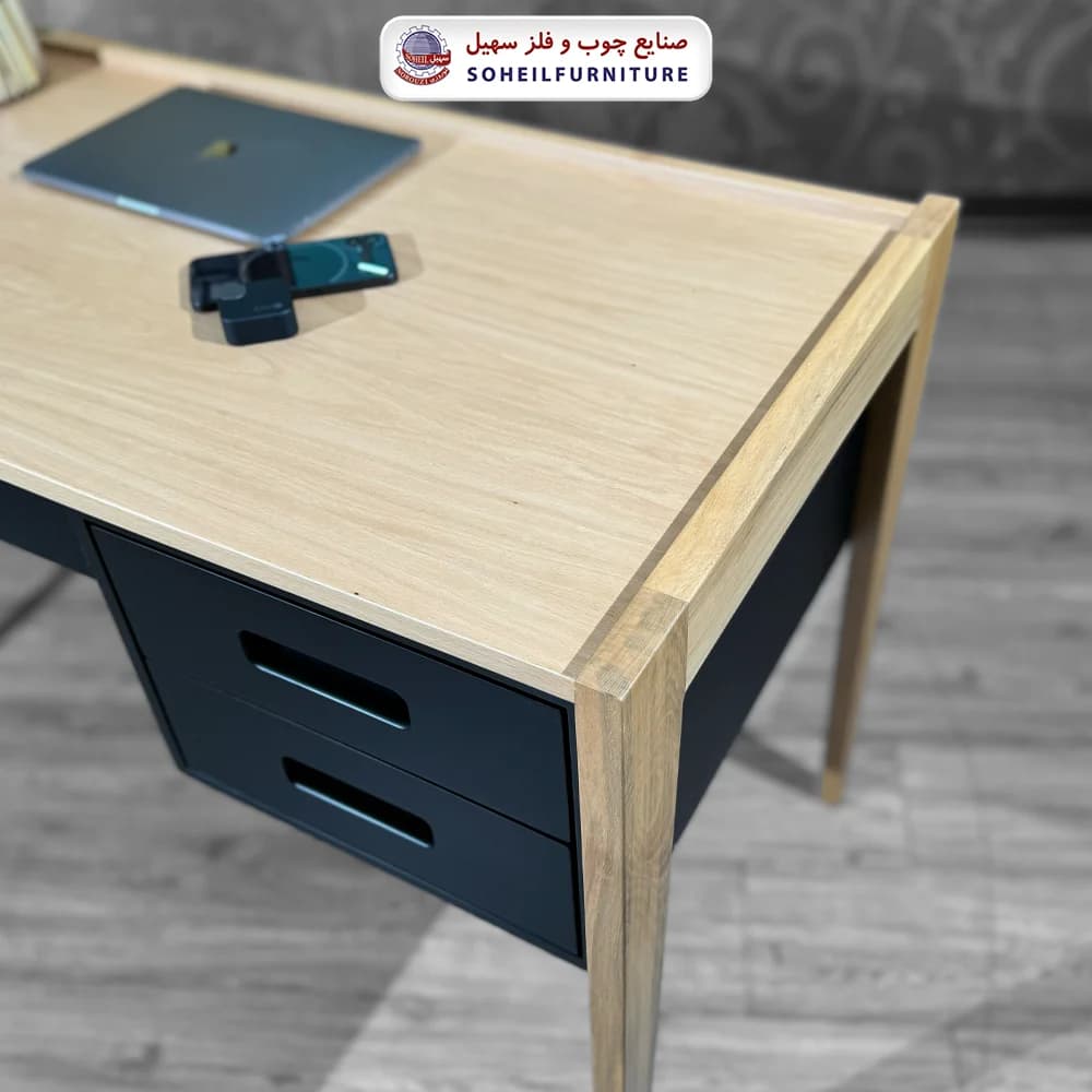 میز تحریر پرفروش آمازون 2025 (مشکی و خودرنگ چوب) — تصویر ۴