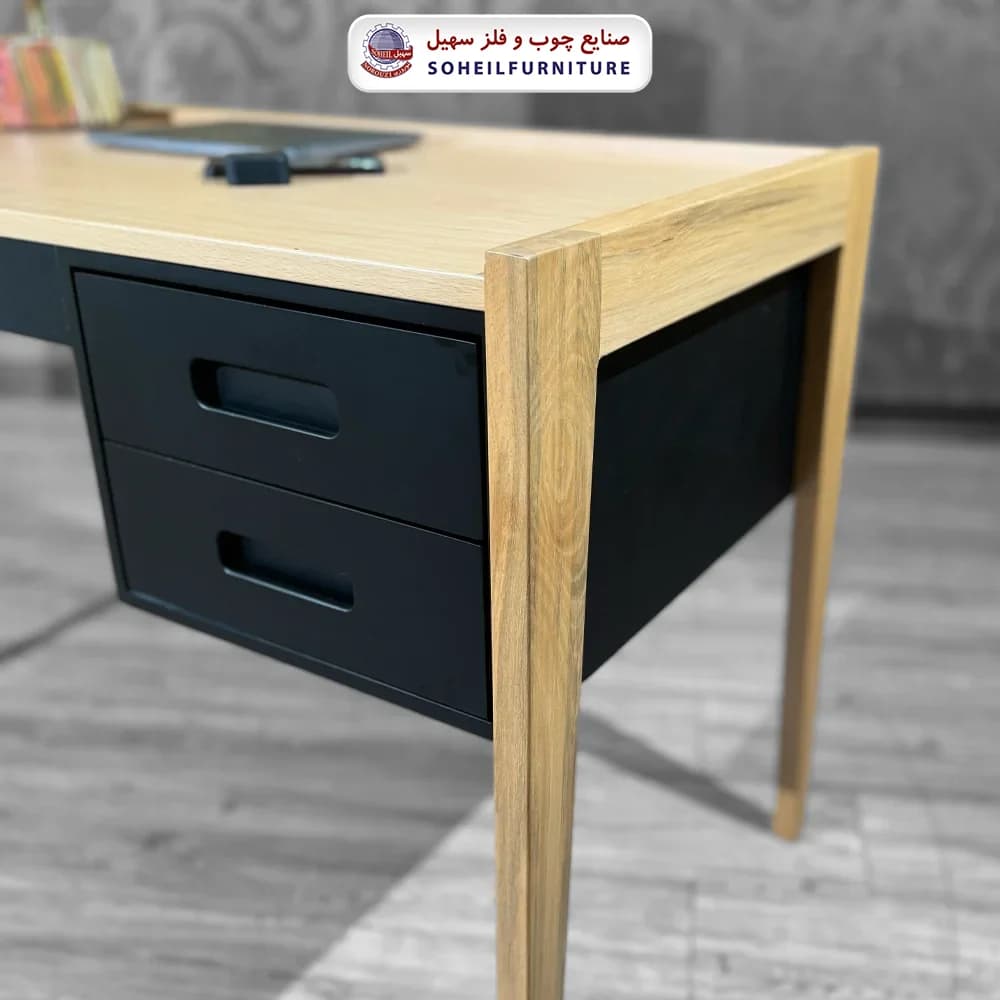 میز تحریر پرفروش آمازون 2025 (مشکی و خودرنگ چوب) — تصویر ۳