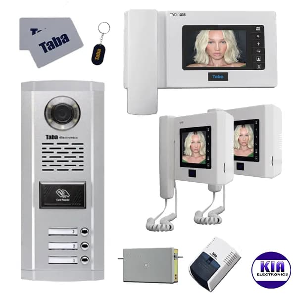 پکیج آیفون تصویری سه واحدی کارتی تابا مدل 1035