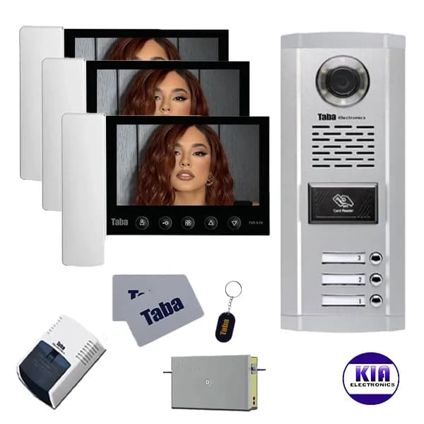 پکیج آیفون تصویری کارتی تابا مدل TVD-5-70 سه واحدی