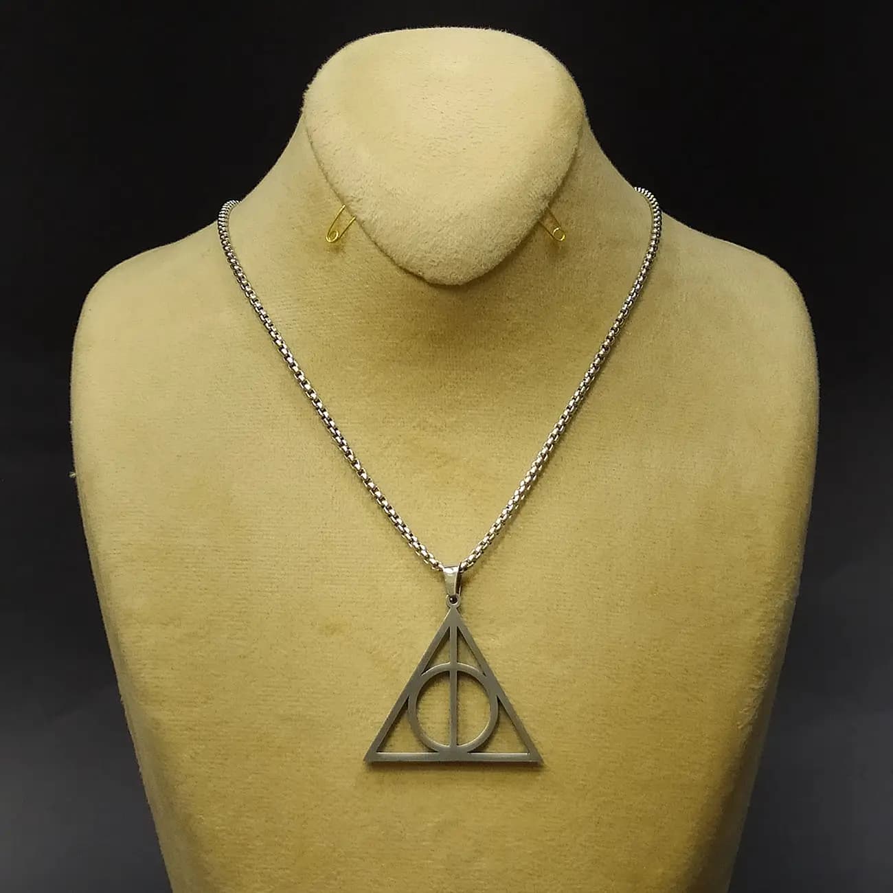 گردنبند استیل یادگاران مرگ | پلاک Deathly Hallows الهام‌گرفته از دنیای هری پاتر