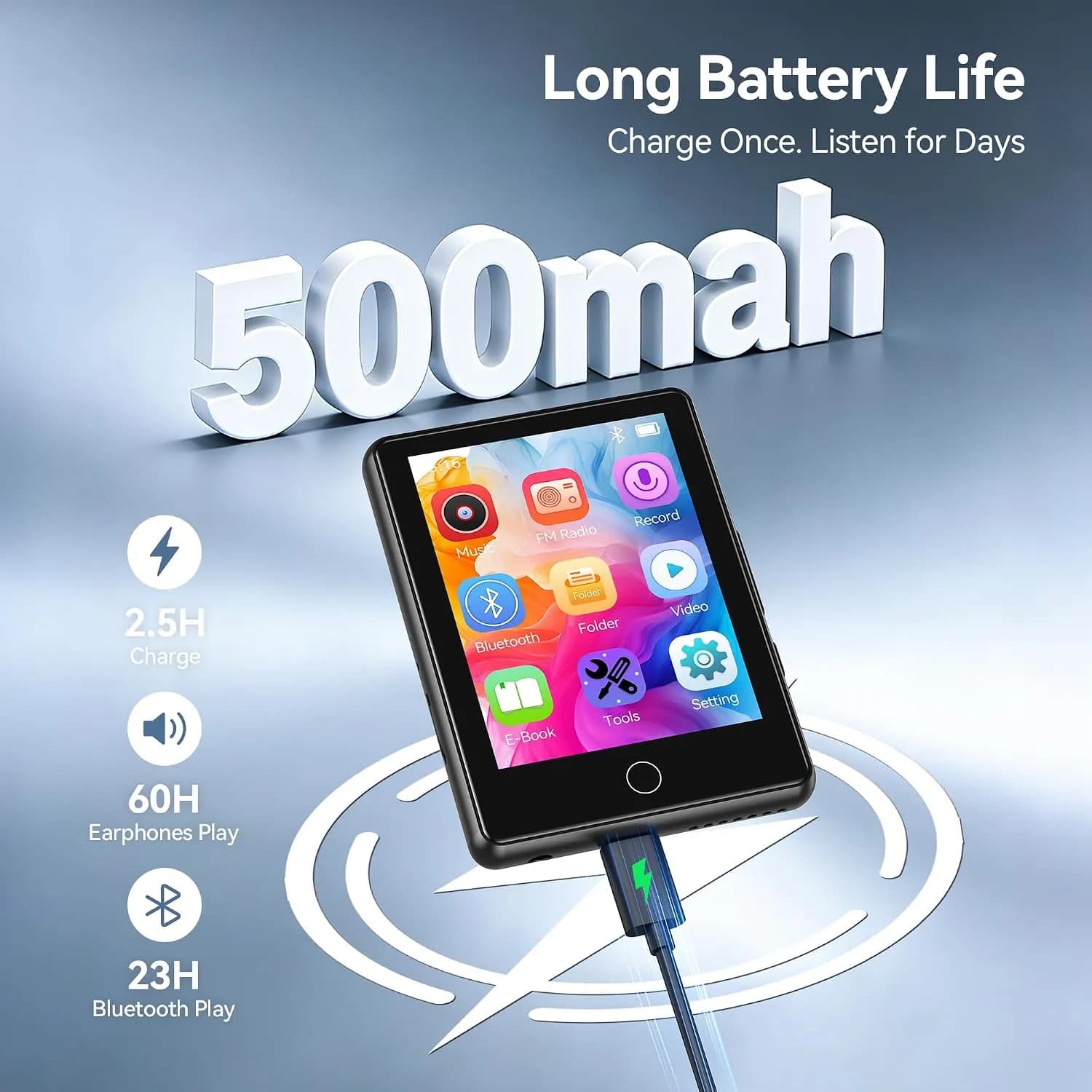 پخش‌کننده موسیقی MP3 بلوتوثی ظرفیت 64 گیگابایت برند AGPTEK مدل U6 — تصویر ۷