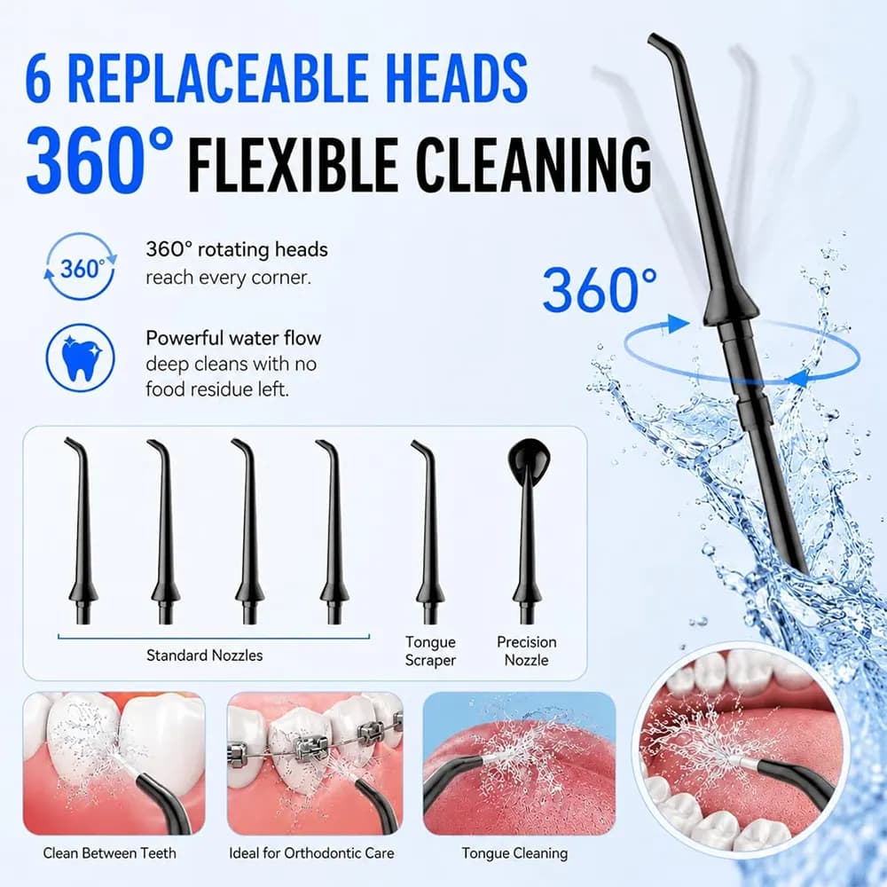 واترجت دندان و دستگاه شستشوی دهان با مخزن 320 میلیلیتری و 5 حالت شستشو برند Reure مدل JJC205 — تصویر ۲