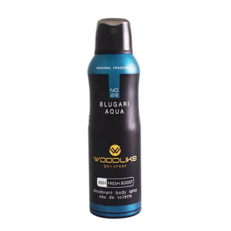 اسپری بدن مردانه وودلایک مدل بولگاری آکوا BLUGARI AQUA حجم 200 میلی لیتر