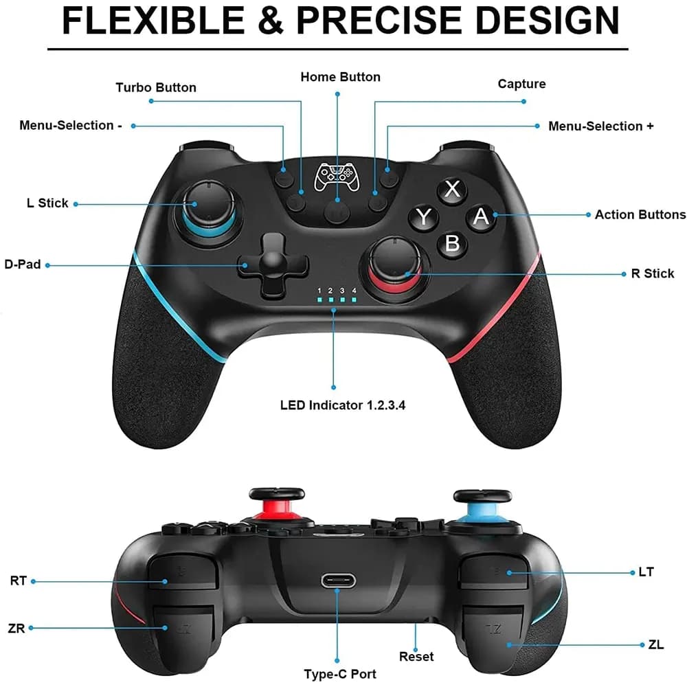دسته بازی بی‌سیم سازگار با Nintendo Switch و Switch 2 برند Sefitopher مدل N-SL 2 — تصویر ۳
