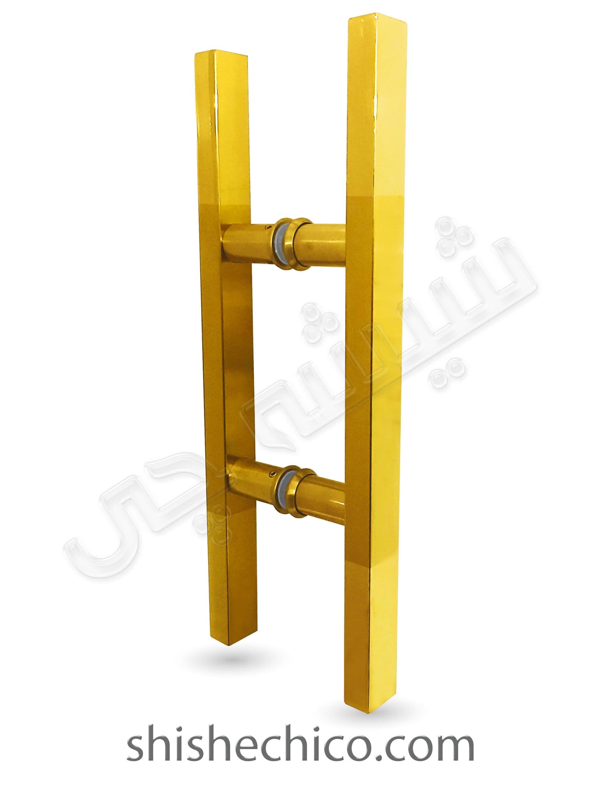 دستگیره طلایی شیشه سکوریت استیل مکعبی 40cm