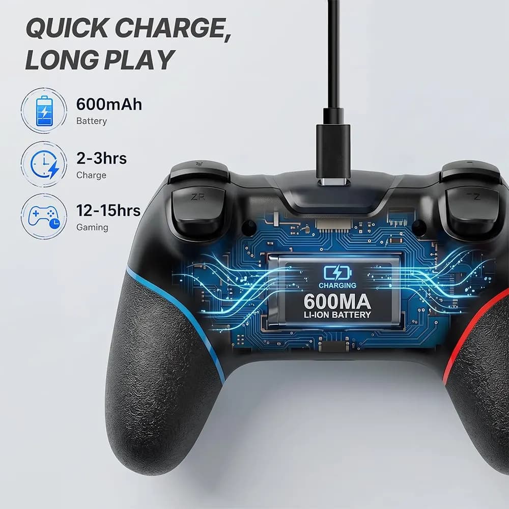 دسته بازی بی‌سیم برای Nintendo Switch 1/2، Switch Lite و OLED با جوی‌استیک Hall Effect برند Diswoe مدل SW-01 — تصویر ۳