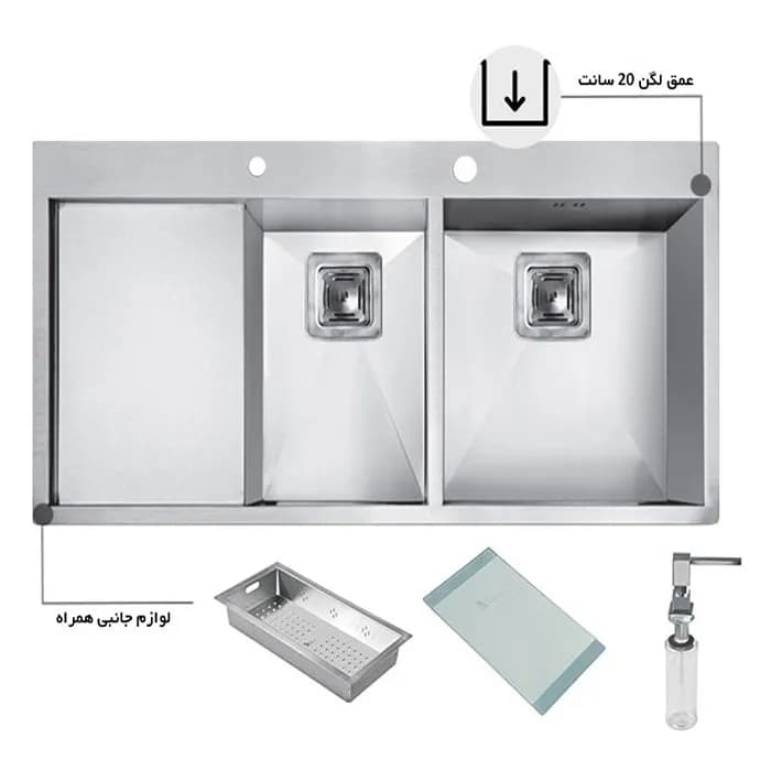 سینک ظرفشویی استیل اخوان مدل 354 — تصویر ۲