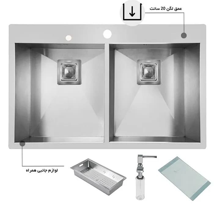سینک ظرفشویی استیل اخوان مدل 334 — تصویر ۲