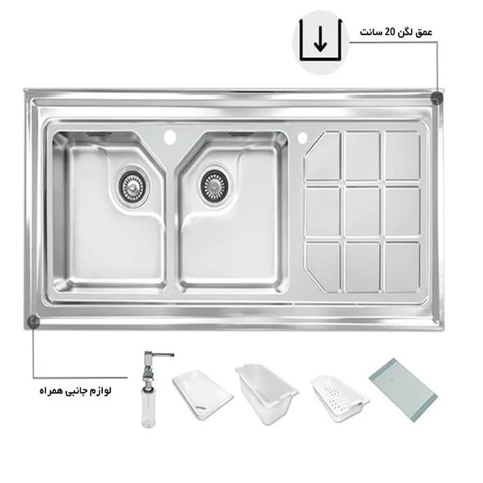 سینک ظرفشویی استیل اخوان مدل 325 — تصویر ۲