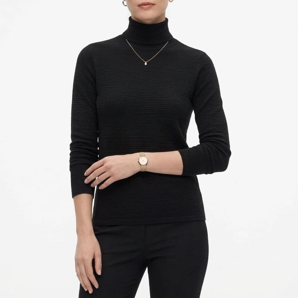 بافت یقه اسکی مشکی زنانه وارداتی مدل dark queen فریسایز 38 تا 44 — تصویر ۴