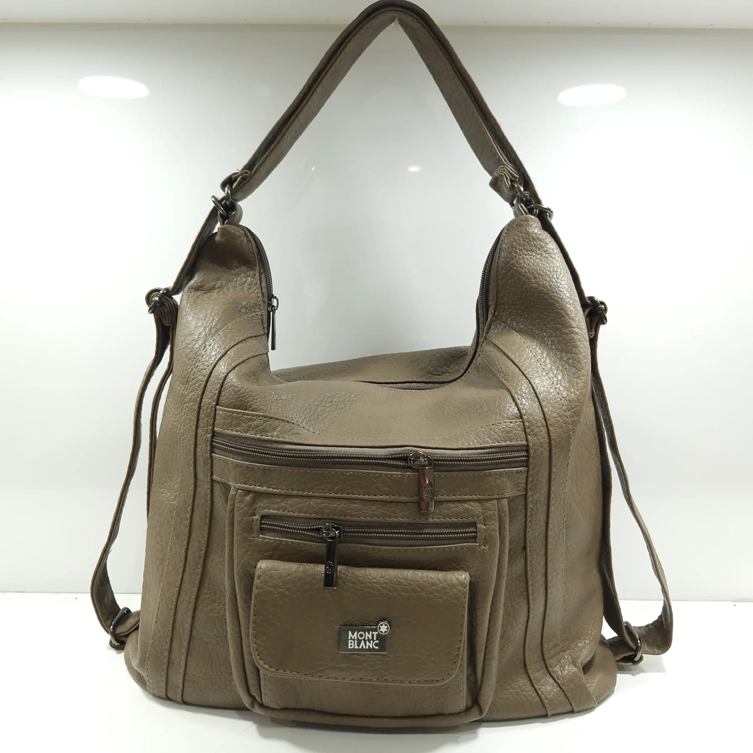 کیف شانه ای زنانه MONT BLANC با قابلیت کوله شدن شکلاتی