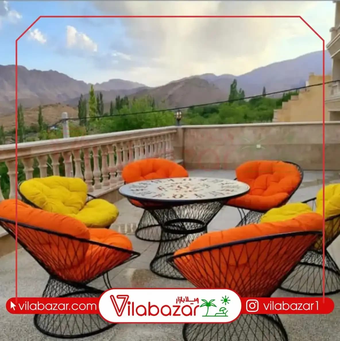 میز و صندلی فلزی ویلایی مدل بامبو — تصویر ۲