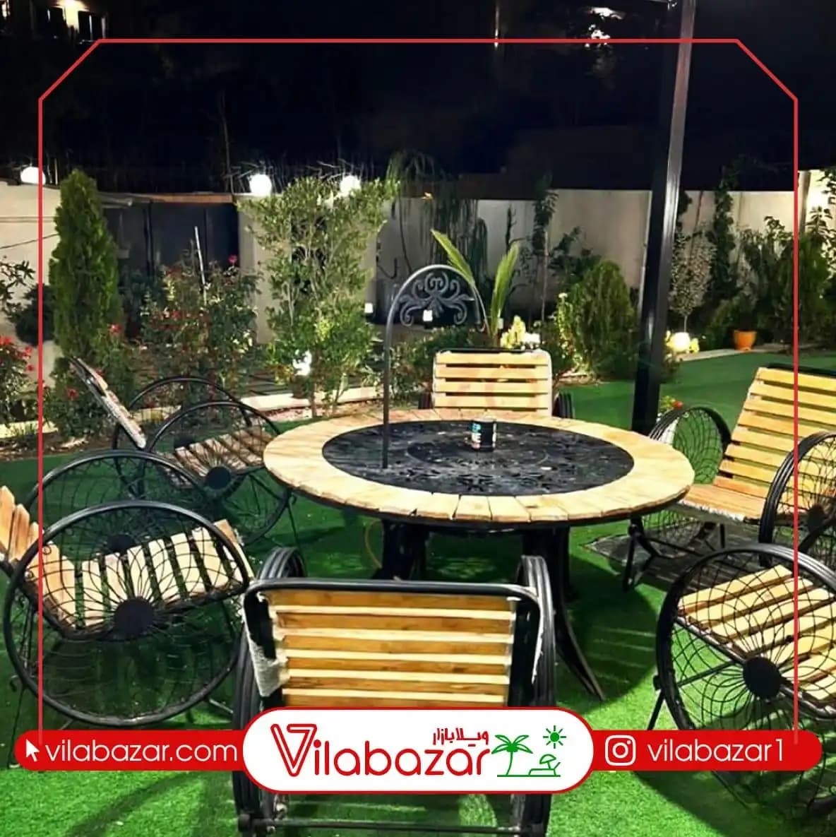 مبلمان ویلا و باغ مدل گلبرگ چوب ترمو — تصویر ۳