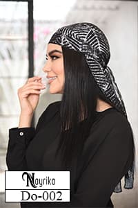 دورگ (سر بند) نخی مشکی و سفید خط دار کد Do-002