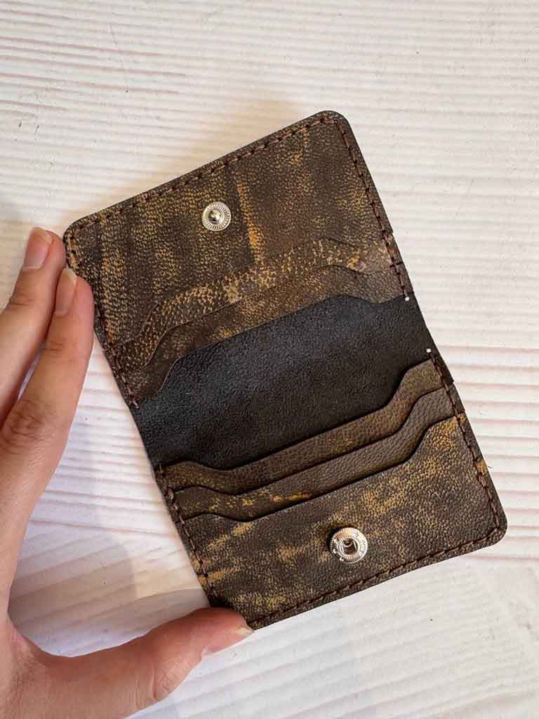 کیف چرمی دستدوز ساده کارت و پول کد 6102 — تصویر ۳
