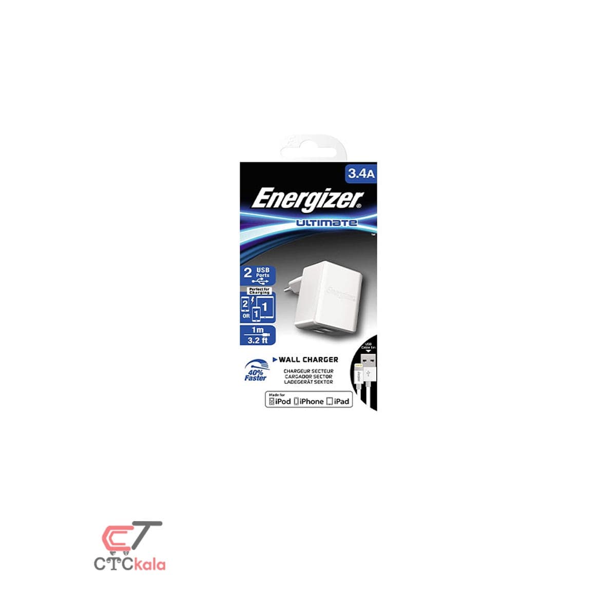 شارژر دیواری انرجایزر مدل ACW2CEUUMC3 به همراه کابل microUSB