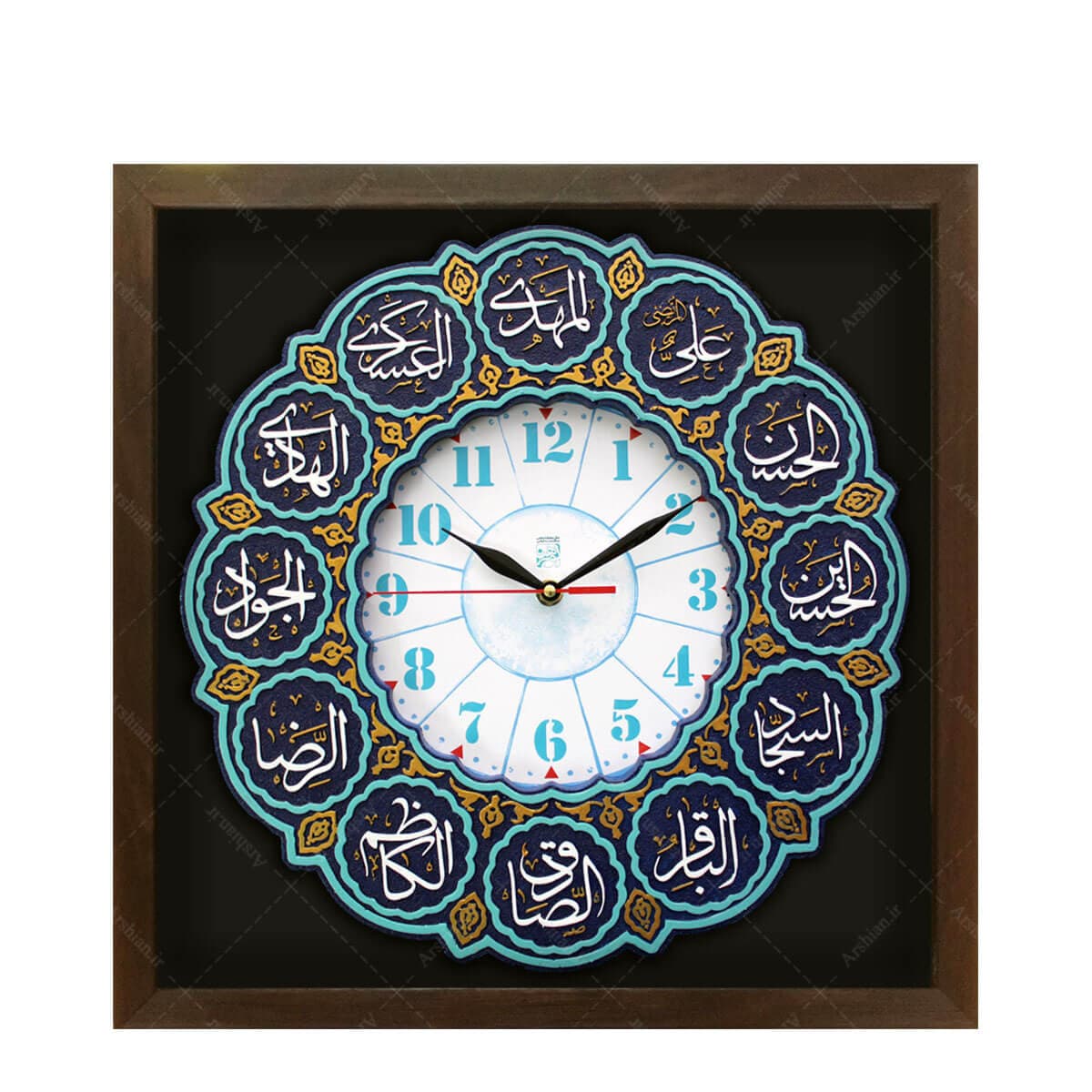 تابلو برجسته ساعت طرح دوازده امام علیهم السلام کد ۲۰۶