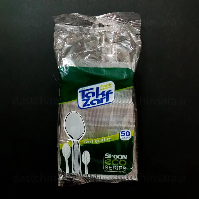 قاشق یکبار مصرف شفاف بسته 50 عددی مدل اکو تک ظرف