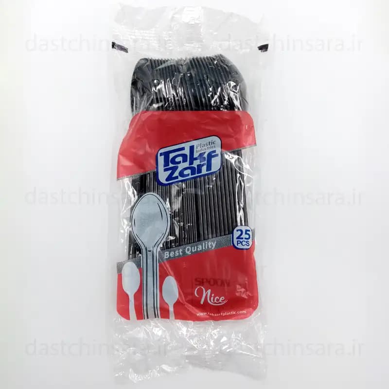 قاشق یکبار مصرف رنگ مشکی بسته 25 عددی مدل نایس تک ظرف