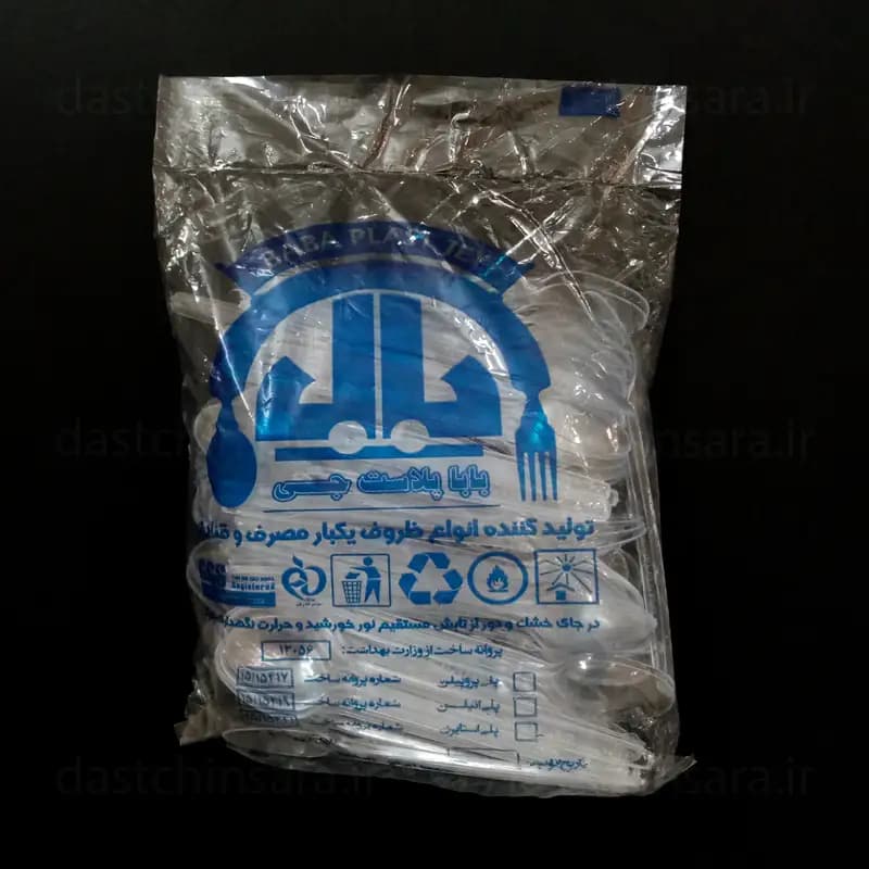 قاشق یکبار مصرف شفاف (کافه) بسته 100 عددی باباپلاست