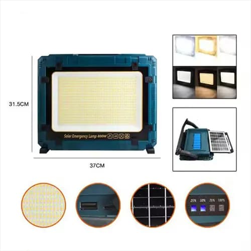 پروژکتور کمپی شارژی خورشیدی 800 وات مدل W8109-3 — تصویر ۵