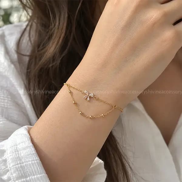 دستبند زنانه وای اس ایکس طرح طلا — تصویر ۳