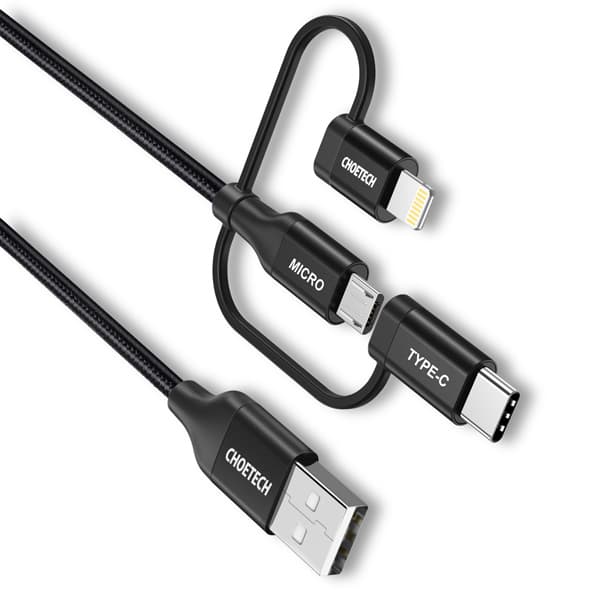 کابل 3 در 1 USB به Type-C+MicroUSB+Lightning چویتک — تصویر ۲