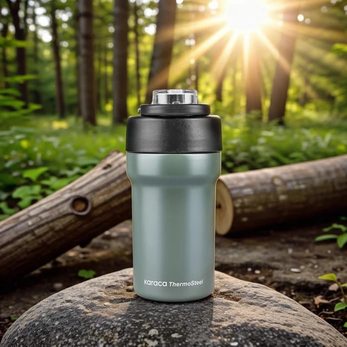 فلاسک کاراجا مدل Thermosteel Camping سبز لجنی